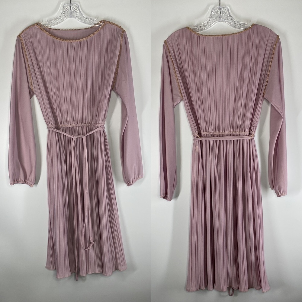 Vintage PCF Petites Styles By Hal Ferman Pink Accordion Pleated Dress Size 8